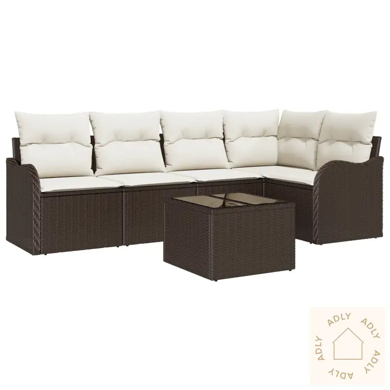 5 Delers Hage Sofa Sett Med Puter Grå Poly Rattan