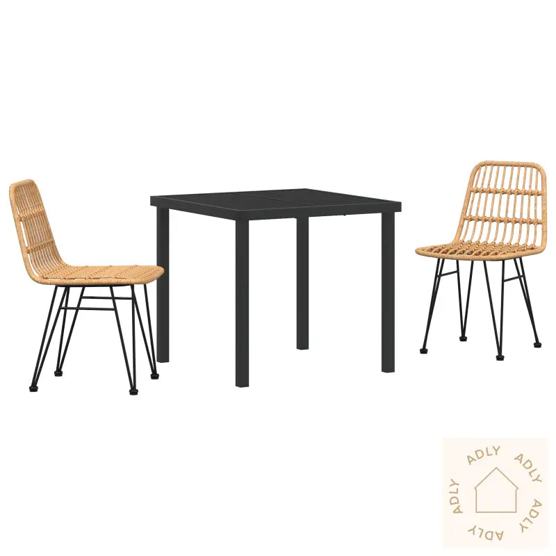 3-Delt Hage Spisebordsett Brunt Poly Rattan