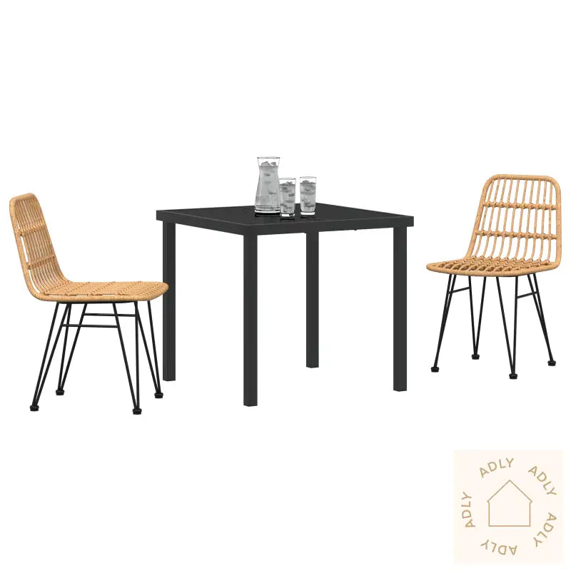 3-Delt Hage Spisebordsett Brunt Poly Rattan