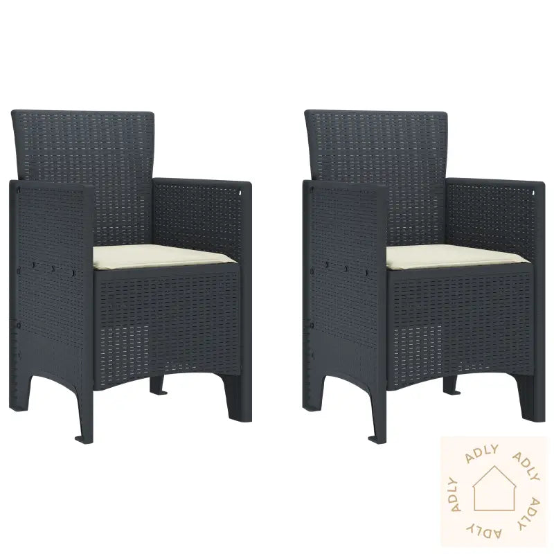 Hage Stoler Med Puter 2 Stk Antrasitt Poly Rattan