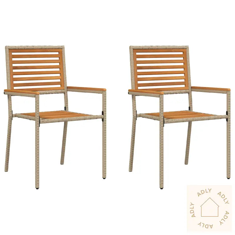 Hagemøbler Med Puter 2 Stk Beige Poly Rattan