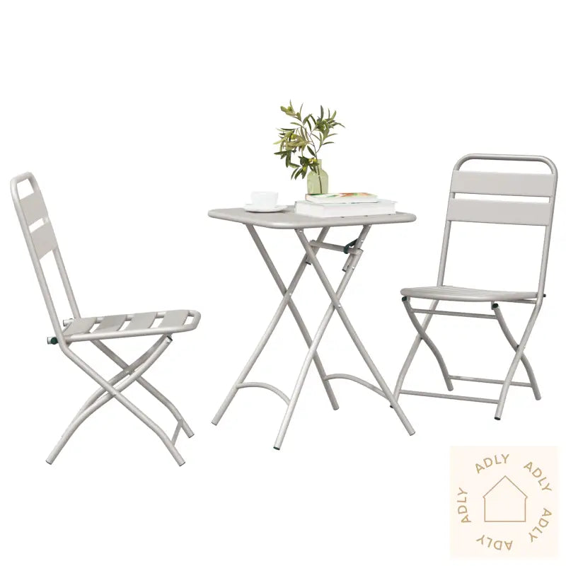 3-Delt Brettbart Bistrosett I Beige Stål