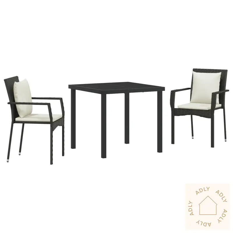 3 Delers Hage Spise Set Med Puter Svart Poly Rottning