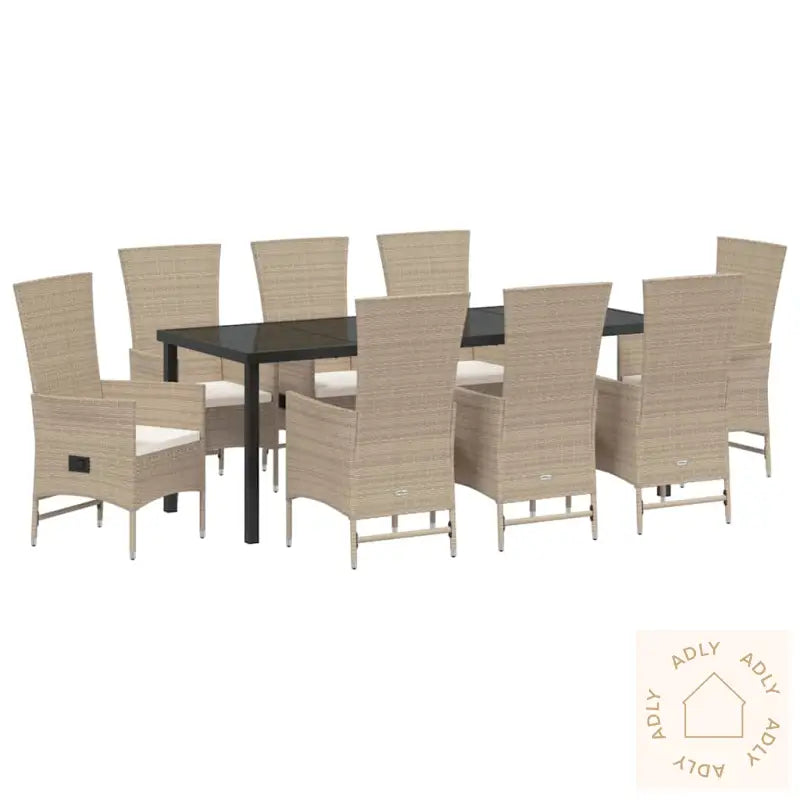 Utemøbler Sett Med Pute 9 Pcs