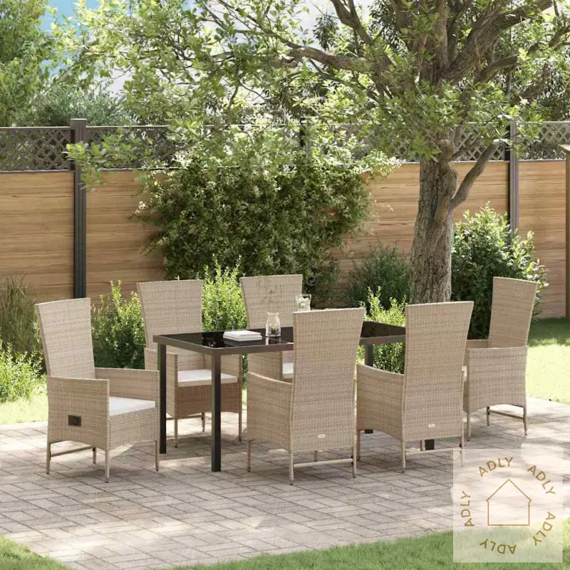 Utemøbler Set Med Pute 7 Pcs Beige, Cremehvite 160 X 80 X 73 Cm