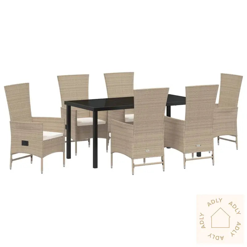 Utemøbler Set Med Pute 7 Pcs Beige, Cremehvite 160 X 80 X 73 Cm