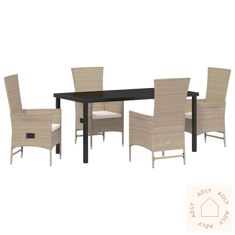 Utendørs Stoler Sett 5 Pcs Beige Og Kremhvitt 160 X 80 X 73 Cm