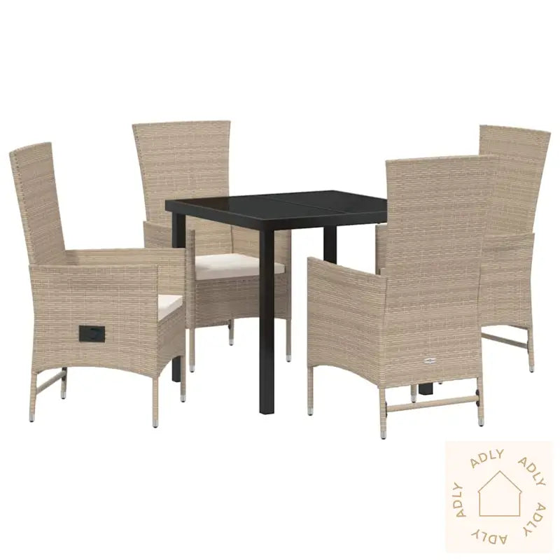 Utendørs Stoler Sett Med Pute 5 Pcs Beige 80 X 80 X 73 Cm