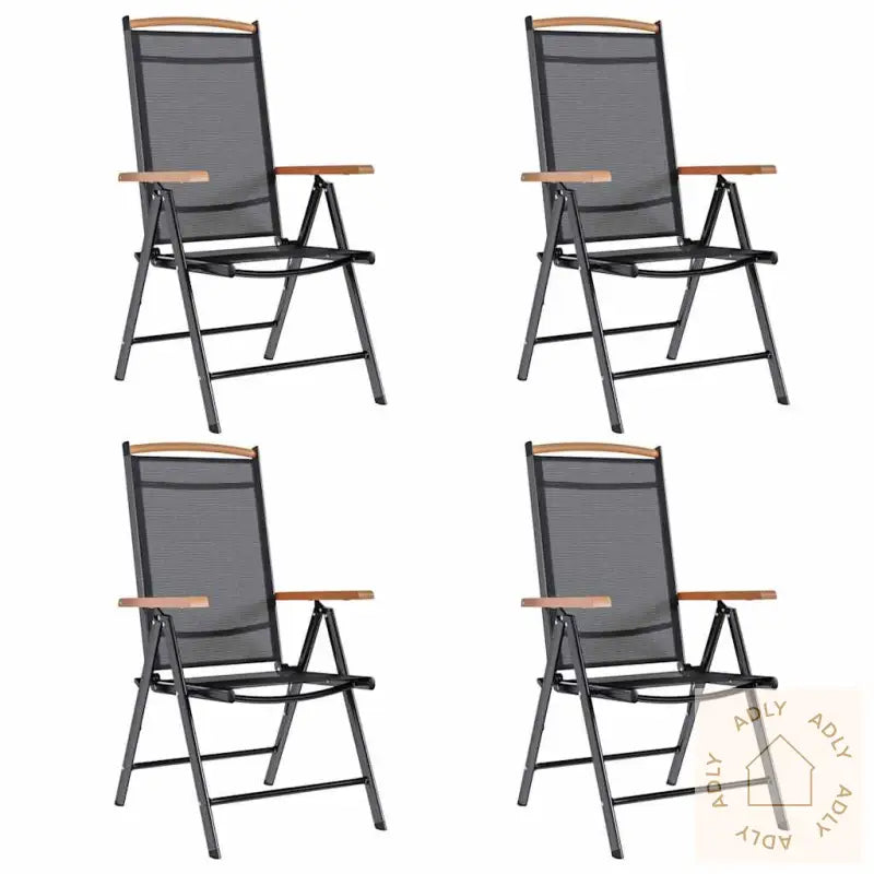 Sammenleggbare Hagestoler 4 Stk Aluminium Og Textilene Svart