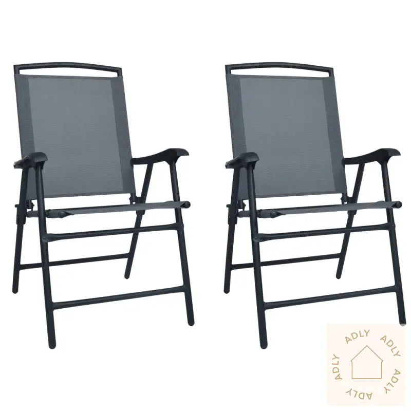 Sammenleggbare Hagestoler 2 Stk Texilene Grå
