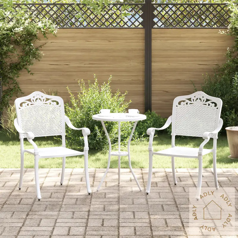 Hagemøbler 2 Stk Hvit Aluminium