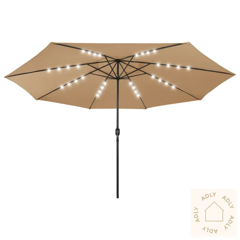 Hageparasoll Med Led-Lys 400 Cm Gråbrun