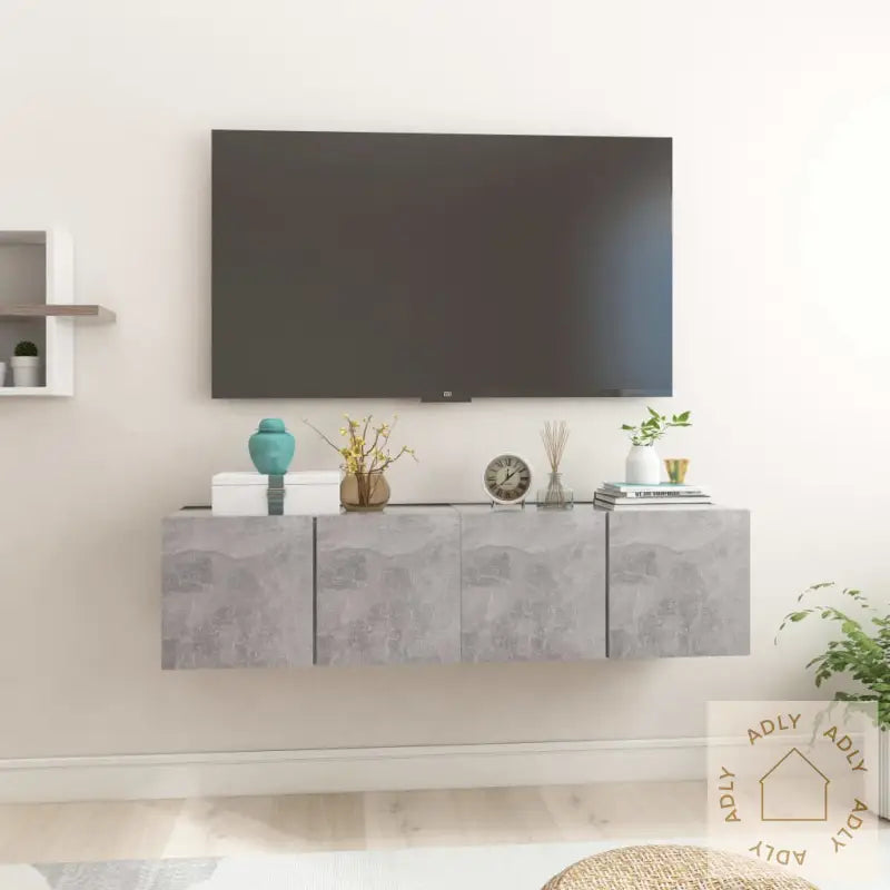 Hengende Tv-Benker 2 Stk Betonggrå 60X30X30 Cm