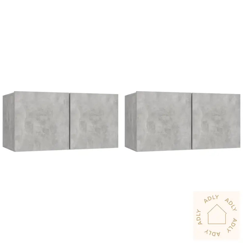 Hengende Tv-Benker 2 Stk Betonggrå 60X30X30 Cm