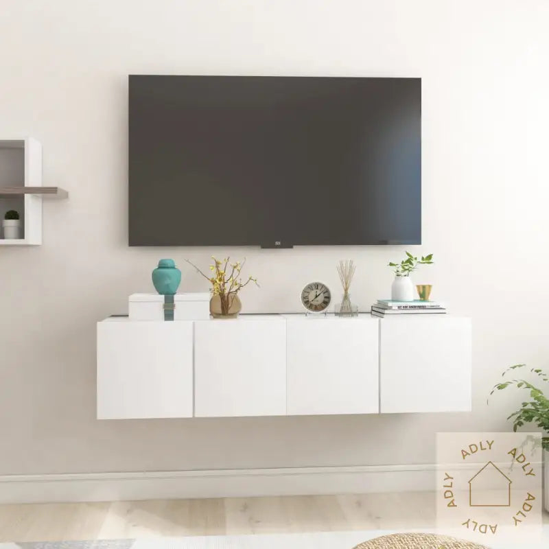 Hengende Tv-Benker 2 Stk Hvit 60X30X30 Cm