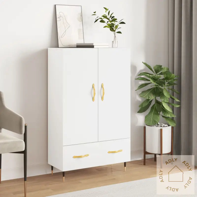 Highboard Hvit 69,5X31X115 Cm Konstruert Tre