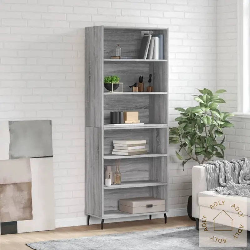 Highboard Grå Sonoma 69,5X32,5X180 Cm Konstruert Tre