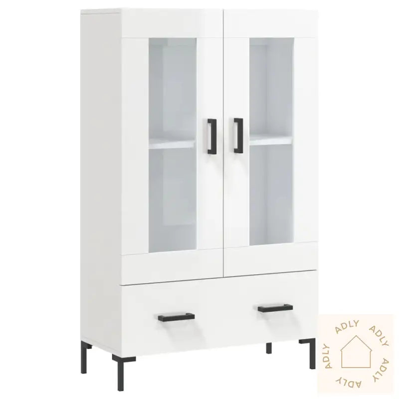 Highboard Høyglans Hvit 69,5X31X115 Cm Konstruert Tre