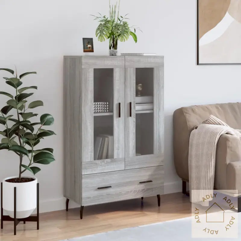 Highboard Grå Sonoma 69,5X31X115 Cm Konstruert Tre