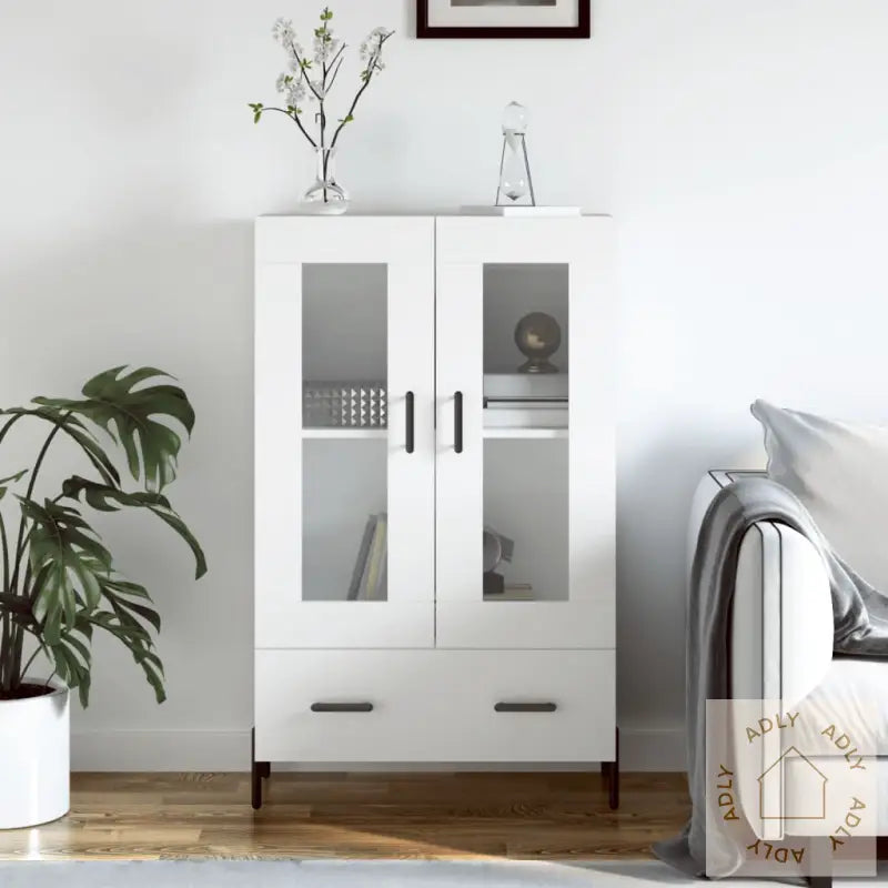 Highboard Hvit 69,5X31X115 Cm Konstruert Tre