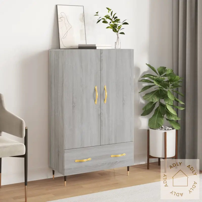 Highboard Grå Sonoma 69,5X31X115 Cm Konstruert Tre