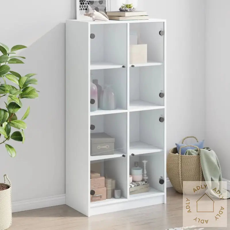 Highboard Med Dører Hvit 68X37X142 Cm Konstruert Tre