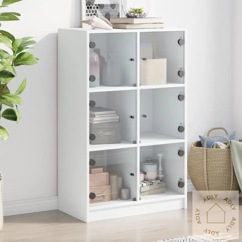 Highboard Med Dører Hvit 68X37X109 Cm Konstruert Tre