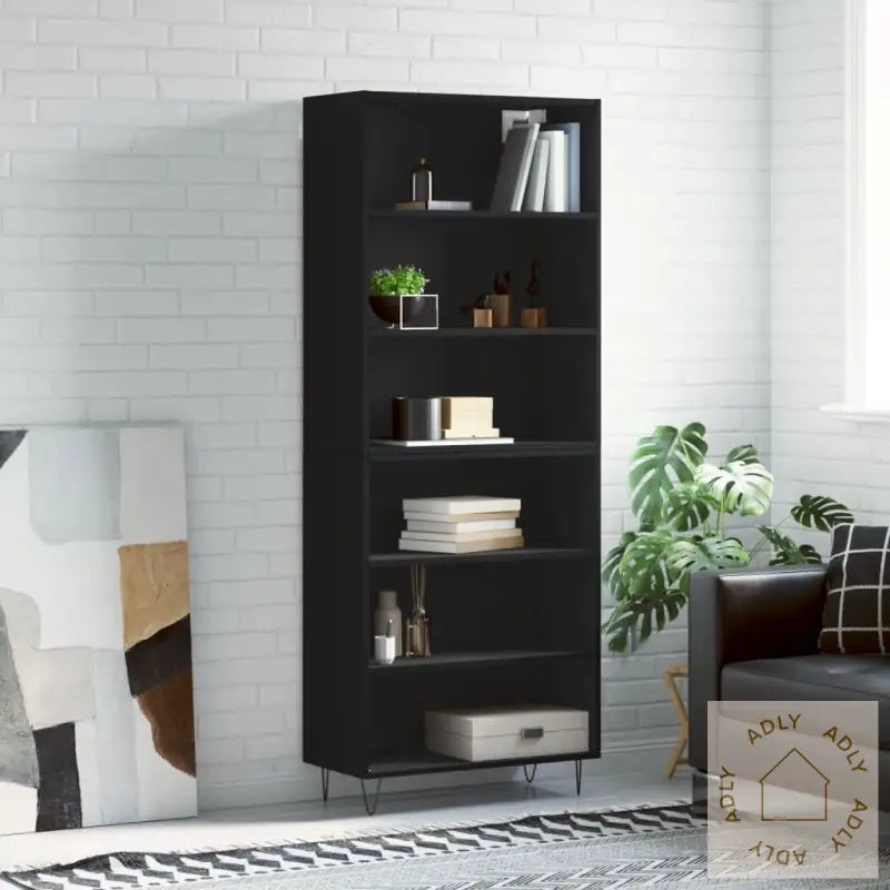 Highboard Svart 69,5X32,5X180 Cm Konstruert Tre