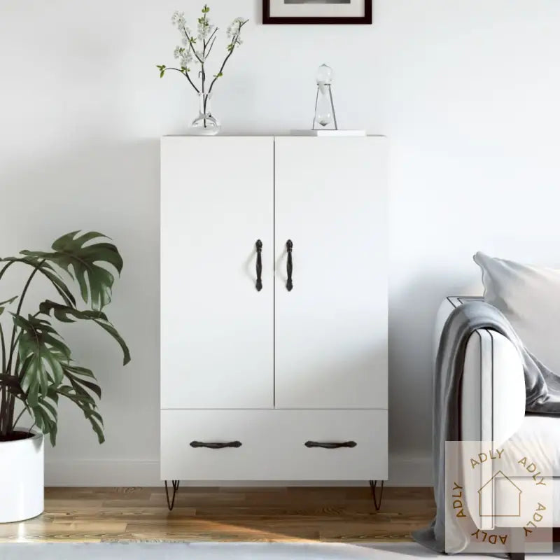 Highboard Hvit 69,5X31X115 Cm Konstruert Tre