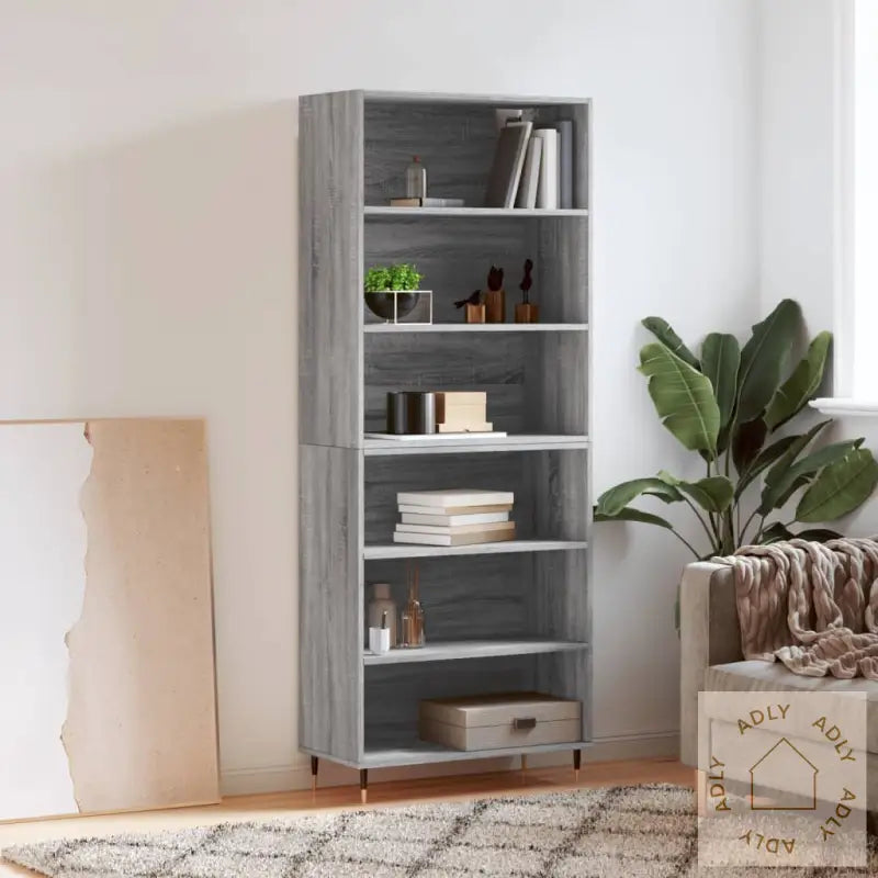 Highboard Grå Sonoma 69,5X32,5X180 Cm Konstruert Tre