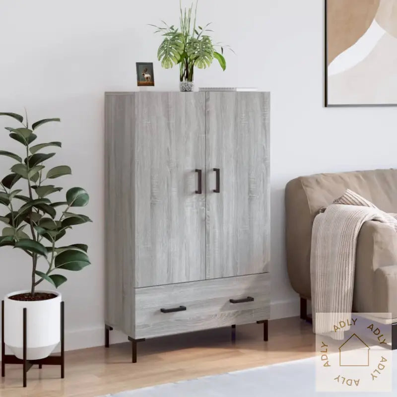 Highboard Grå Sonoma 69,5X31X115 Cm Konstruert Tre
