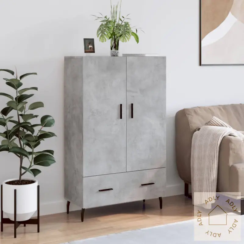 Highboard Betonggrå 69,5X31X115 Cm Konstruert Tre