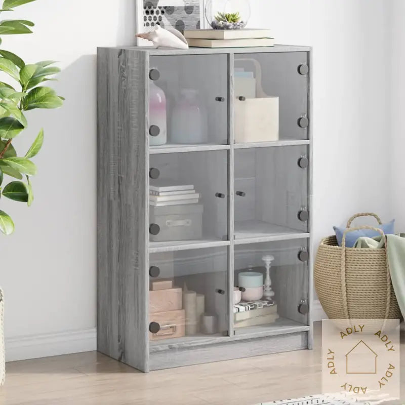 Highboard Med Dører Grå Sonoma 68X37X109 Cm Konstruert Tre