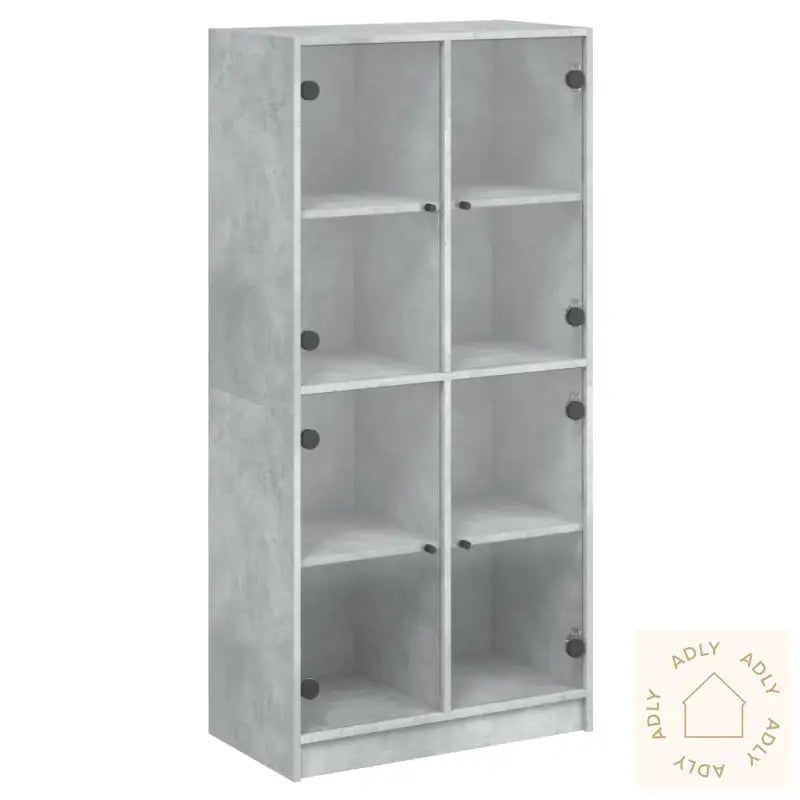 Highboard Med Dører Betonggrå 68X37X142 Cm Konstruert Tre