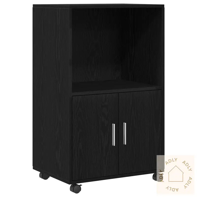 Rulleskap Svart Eik 55X40X91 Cm Konstruert Tre