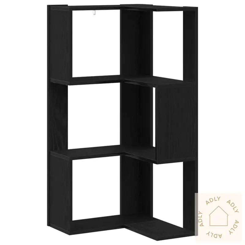 Hjørnebibliotek 3-Nivå Svart Eik 50X50X102 Cm Komprimert Tre