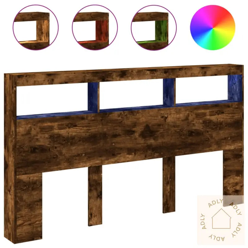 Hodegavl Skap Med Led Røkt Eik 180X17X102 Cm