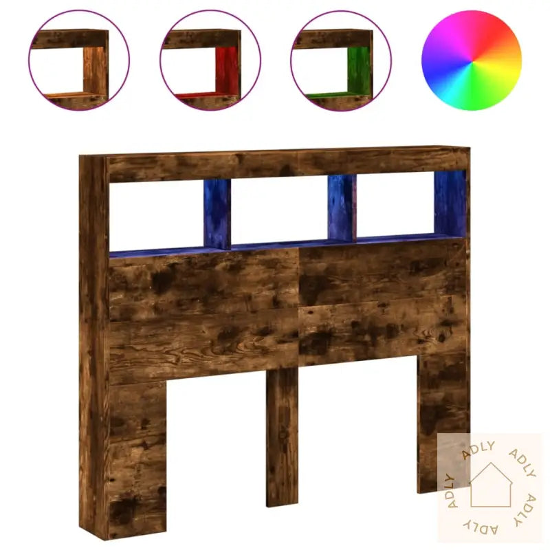 Hodegavl Skap Med Led Røkt Eik 120X17X102 Cm
