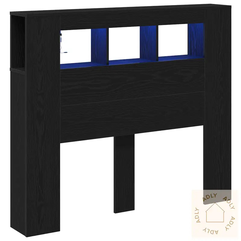 Oppbevaringshodegjerde Med Led-Lamper Svart Eik 120X18,5X103,5 Cm