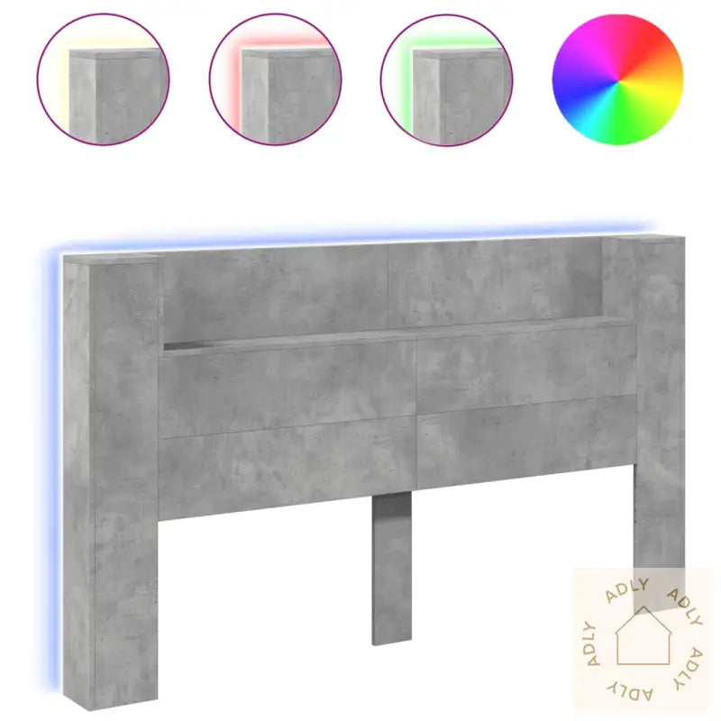 Hodegavl Skap Med Led Betonggrå 180X16,5X103,5 Cm