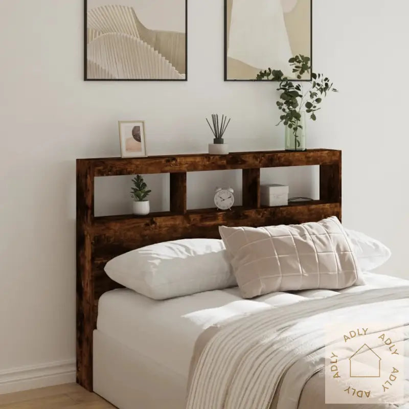 Hodegavl Skap Med Led Røkt Eik 140X17X102 Cm