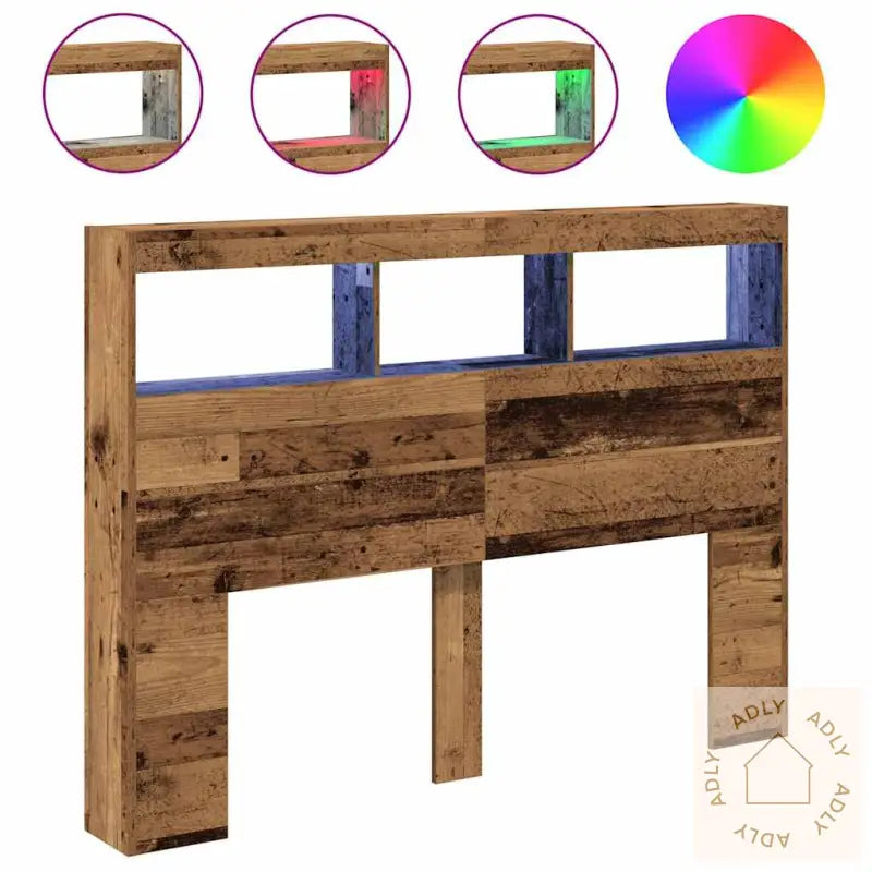 Hodegavl Skap Med Led Gammelt Tre 140X17X102 Cm