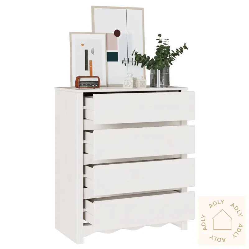 Kommode "Drammen" Hvit 76,5X40X91 Cm Massiv Furu
