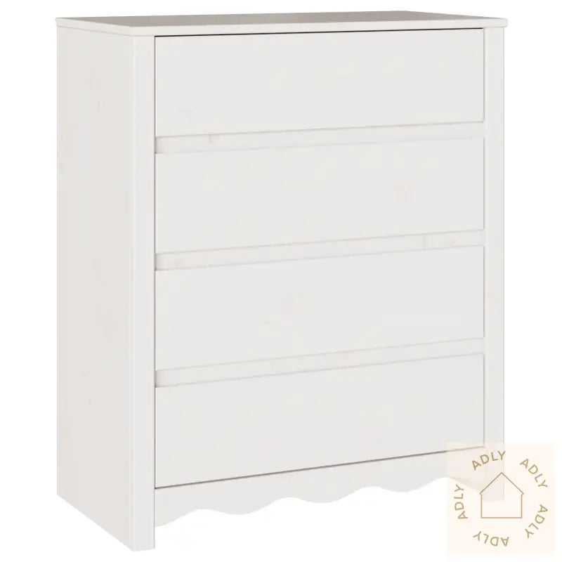 Kommode "Drammen" Hvit 76,5X40X91 Cm Massiv Furu