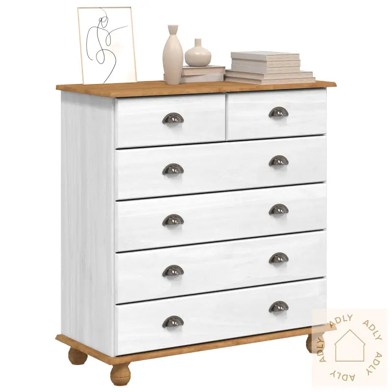 Kommode "Askim" Hvit 91X40X95,5 Cm Solid Tre Furu