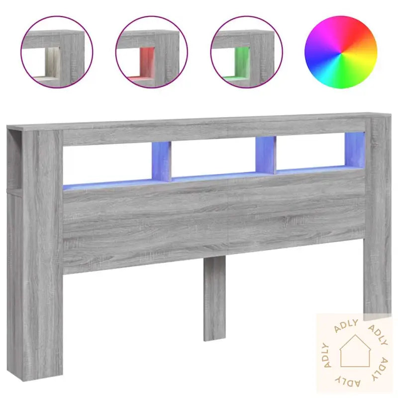 Sengegavl Med Led Grå Sonoma 200X18,5X103,5 Cm Konstruert Tre