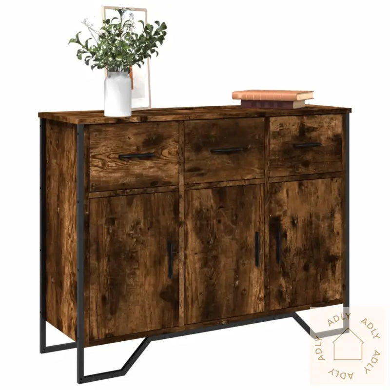 Skjenk Røkt Eik 97X32,5X74,5 Cm Konstruert Tre
