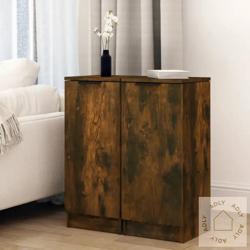 Skjenker 2 Stk Røkt Eik 30X30X70 Cm Konstruert Tre