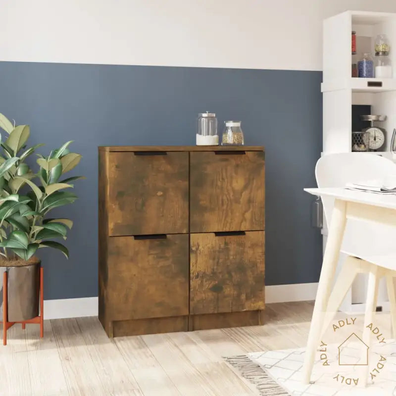 Skjenker 2 Stk Røkt Eik 30X30X70 Cm Konstruert Tre