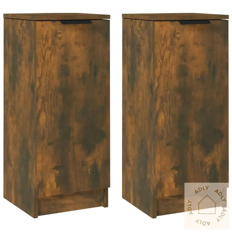 Skjenker 2 Stk Røkt Eik 30X30X70 Cm Konstruert Tre